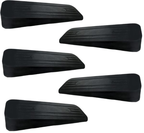 HEAVY DUTY RUBBER NON SLIP DOOR WEDGE STOPPER JAMMER PACK OF 5 - BLACK