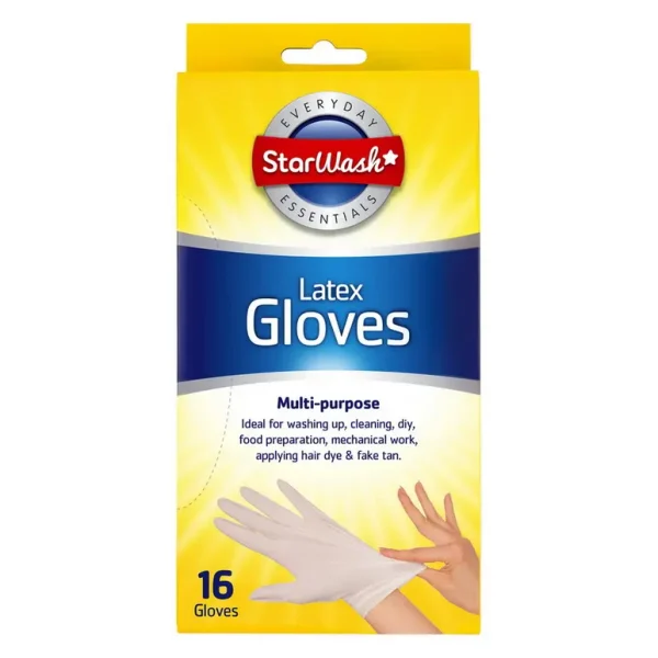 STARWASH LATEX GLOVES MULTIPURPOSE SMALL PACK OF 16