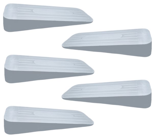 HEAVY DUTY RUBBER NON SLIP DOOR WEDGE STOPPER JAMMER PACK OF 5 - GREY