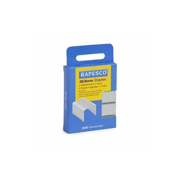 RAPESCO 26/6MM STAPLES HANGING PACK OF 2000