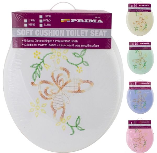 PRIMA ADULT SOFT PADED TOILET SEAT WITH EMBROIDERY 17INCH