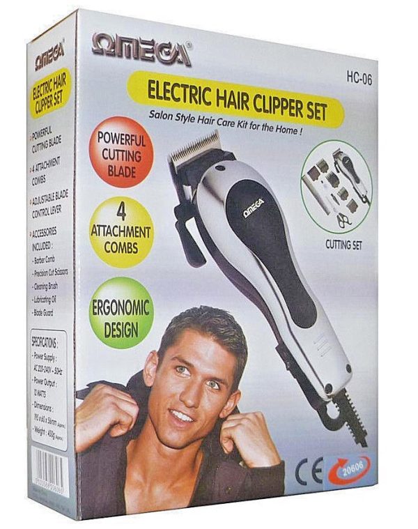 OMEGA ELECTRIC HAIR CLIPPER SET WITH 4 ATTACHMENT