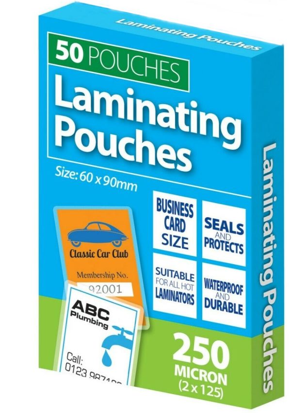 TIGER 50 X LAMINATING POUCHES - 60 X 90MM - 250 MICRON