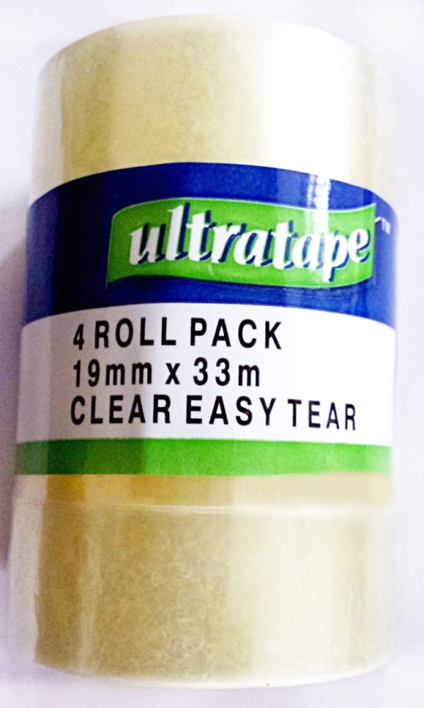 ULTRATAPE CLEAR EASY TEAR TAPE 19MM X 33M PACK OF 4