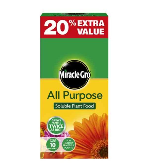 MIRACLE GRO ALL PURPOSE SOLUBLE PLANT FOOD 1KG + 20% EXTRA FREE