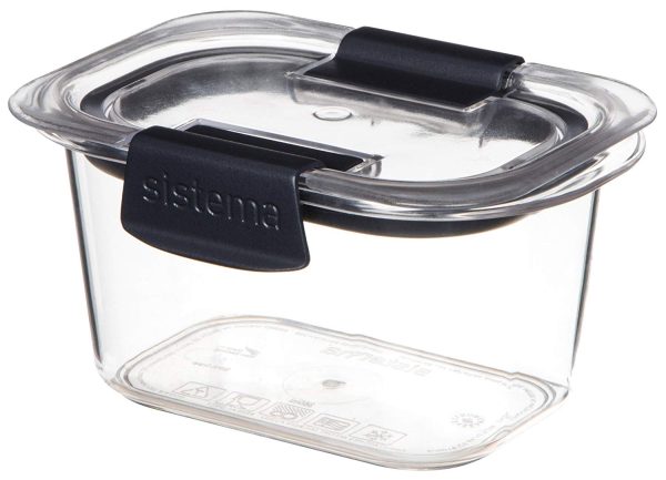 SISTEMA FOOD STORAGE CONTAINER CLEAR WITH GREY CLIPS AND SEAL 380 ML