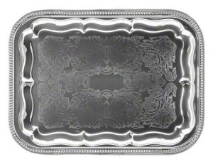 NICKLE PLATED RECTANGLE SERVING TRAY 33CM X 25CM