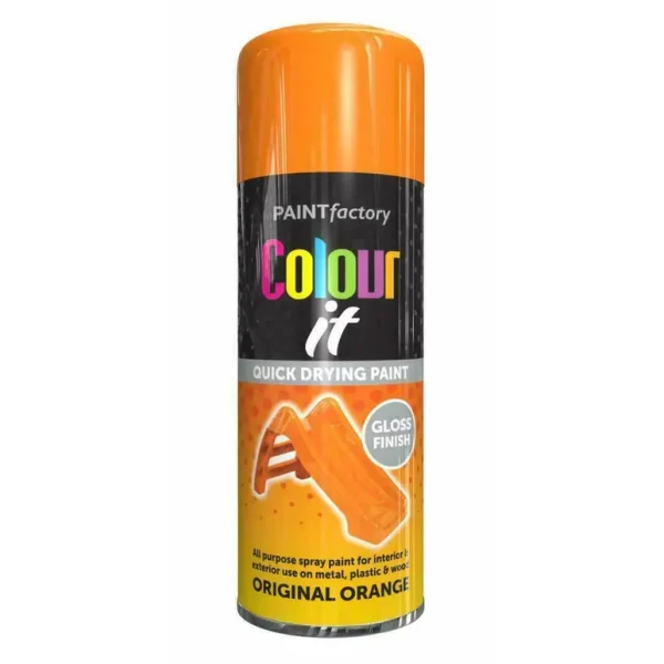 PAINT FACTORY COLOUR IT ORIGINAL ORANGE GLOSS SPRAY PAINT 400ML