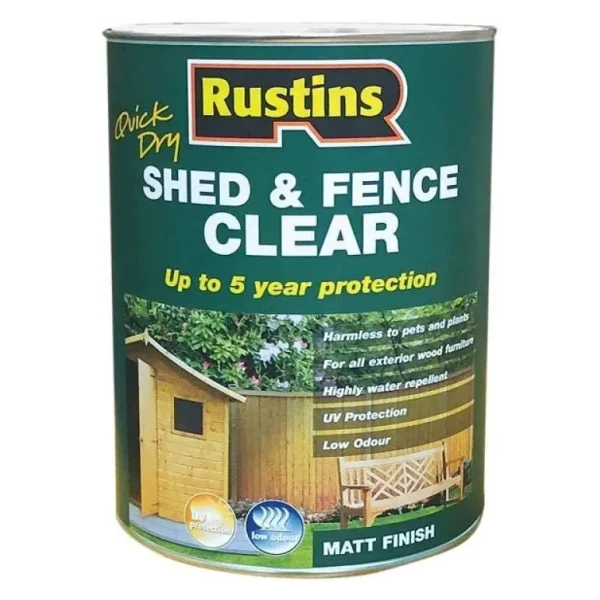 RUSTINS QUICK DRY FENCE AND SHED CLEAR PROTECTOR 1LTR