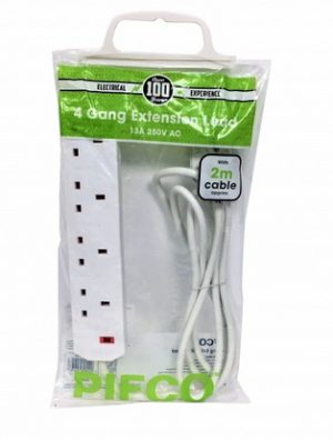 PIFCO 6 GANG EXTENSION LEAD 2M 13A 250V AC