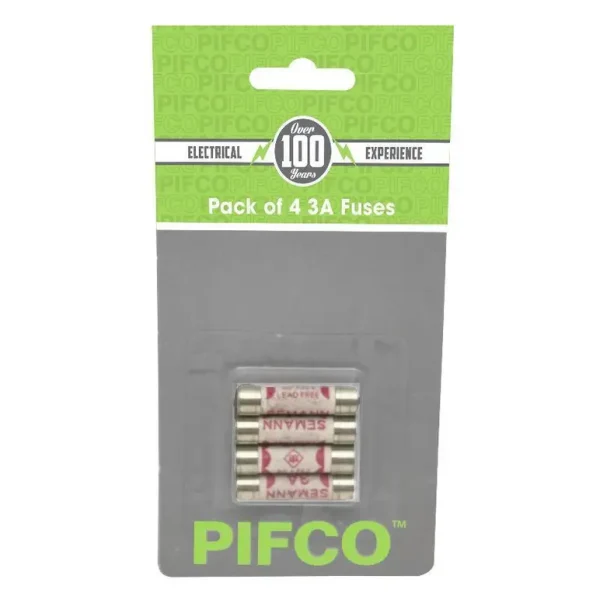 PIFCO 3A MAINS FUSE PACK OF 4