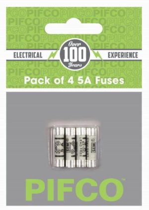 PIFCO 5A MAINS FUSE PACK OF 4