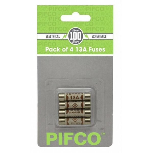 PIFCO 13A MAINS ELECTRICAL FUSE PACK OF 4