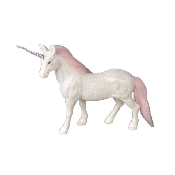 GLITTER WHITE & PINK UNICORN 18CM