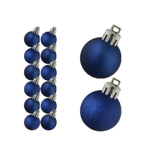 MINI BAUBLES MAT GLITTER NAVY BLUE 3CM PACK OF 12