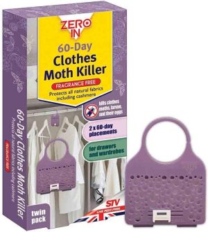 ZERO IN FRAGRANCE FREE HANGING 60 DAY CLOTHES MOTH KILLER PACK OF 2
