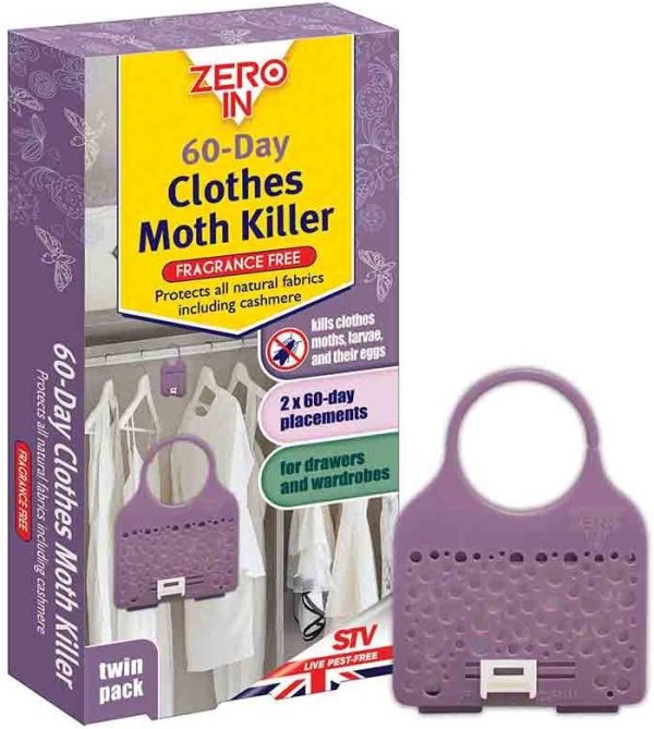 ZERO IN FRAGRANCE FREE HANGING 60 DAY CLOTHES MOTH KILLER PACK OF 2