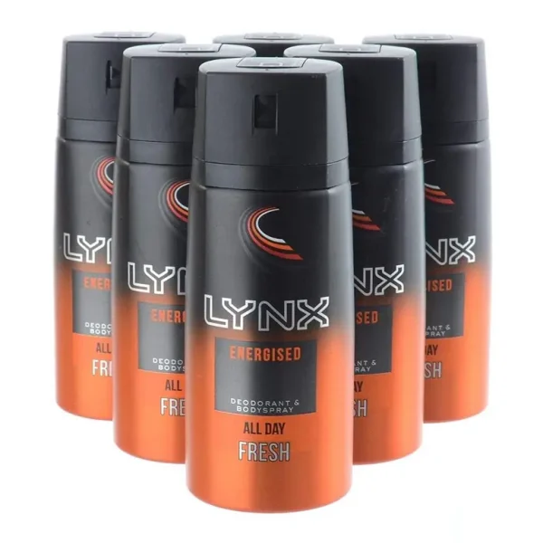 6 LYNX DEO BODY SPRAY ENERGISED YOU 150ML