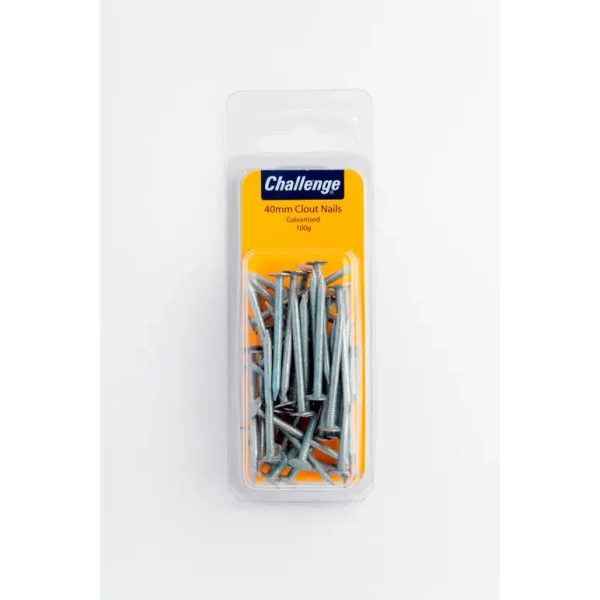 CHALLENGE GALVANISED CLOUT NAILS 40MM 100G