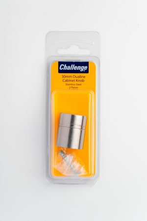 CHALLENGE STAINLESS STEEL DUALINE CABINET KNOB 30MM PACK OF 2