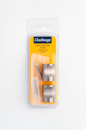 CHALLENGE STAINLESS STEEL VARIOLINE KNOB 20MM PACK OF 2