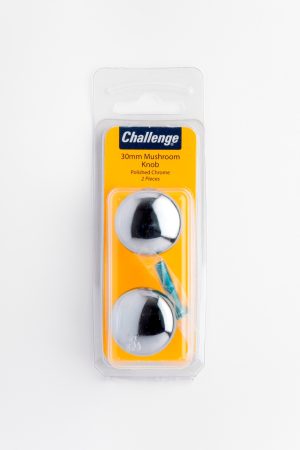 CHALLENGE CHROME PLATED MUSHROOM KNOB 30MM 2/PK