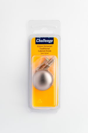 CHALLENGE SATIN NICKEL TRADITONAL VICTORIAN CABINET KNOB 32MM