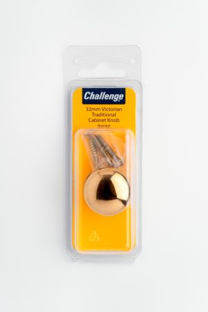 CHALLENGE BRASSED PLATED TRADITONAL VICTORIAN CABINET KNOB 32MM