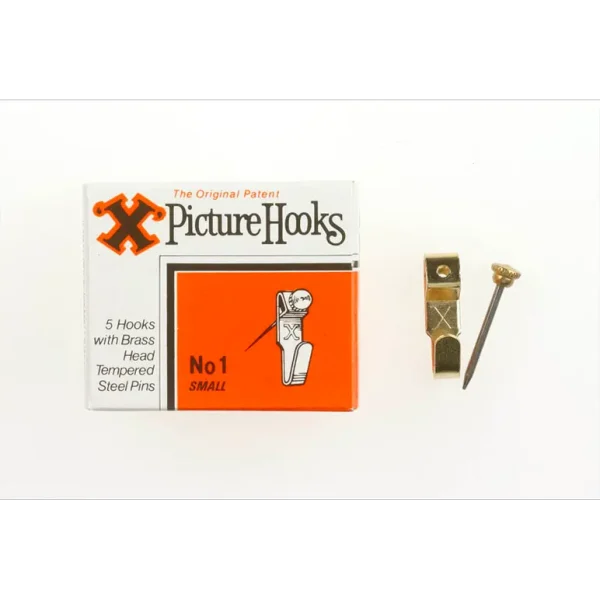 X SMALL / NO.1 BP PICTURE HOOKS & BRASS HEAD PINS PACK OF 5