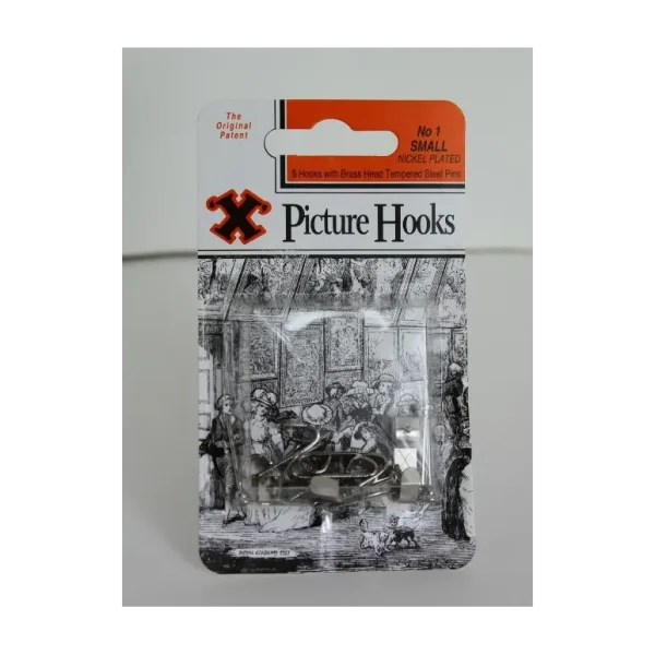 SHAW X SMALL / NO. 1 NICKEL PLATED PICTURE HOOKS PACK OF 5