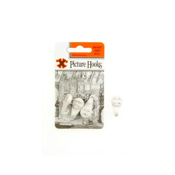 SHAW X MEDIUM WHITE HARD WALL PICTURE HOOKS PACK OF 3