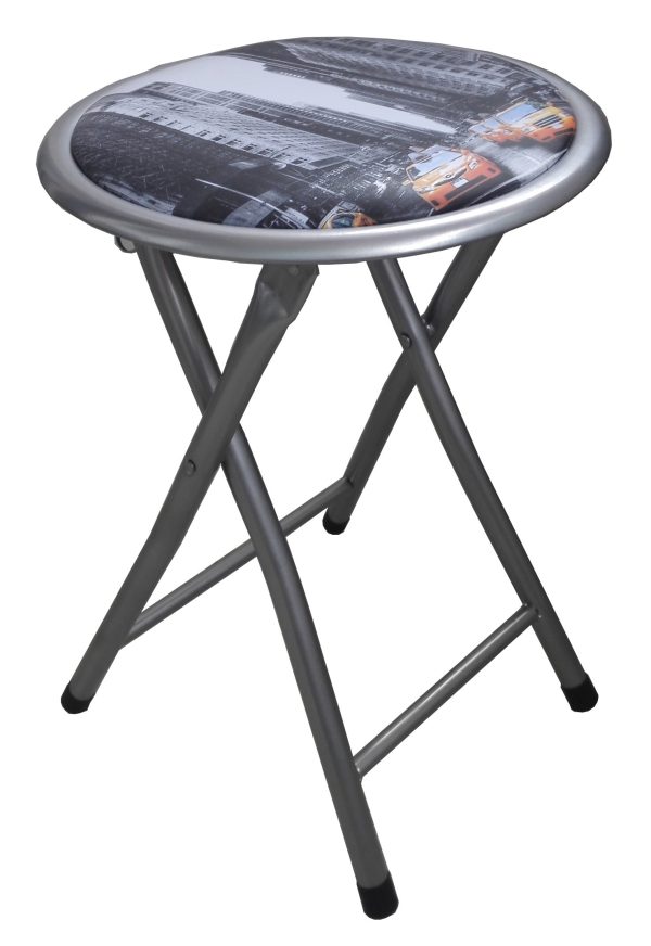 PVC PADDED SEAT FOLDING STOOL - NEW YORK DESIGN