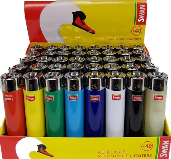 SWAN REFILLABLE REFFLINTABLE LIGHTERS PACK OF 40