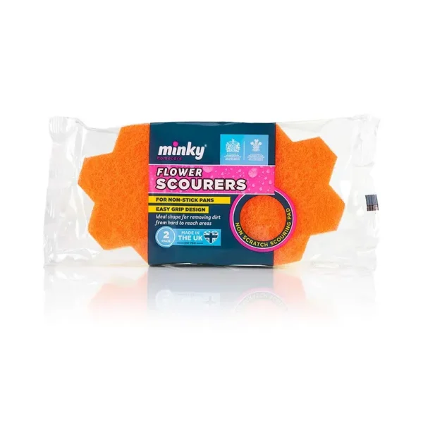 MINKY 2 FLOWER SCOURERS NON SCRATCH ANTI BACTERIAL ANTI GREASE