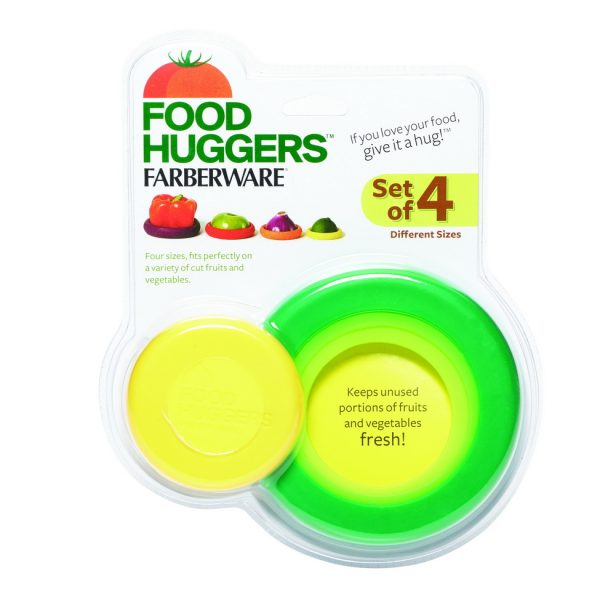 FARBERWARE FRESH FOOD HUGGERS REUSABLE SILICONE FOOD SAVERS PACK OF 4