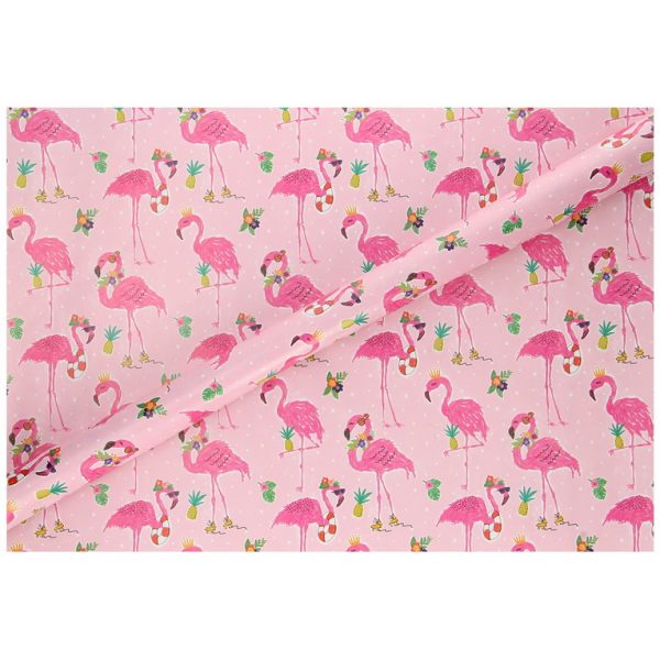 GIFTMAKER COLLECTION 3 METER FLAMINGO GIFT WRAP PAPER ROLL