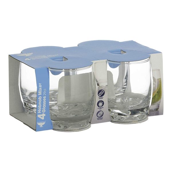SET OF 4 RAVENHEAD ESSENTIALS HOBNOB MIXER GLASSES 29CL