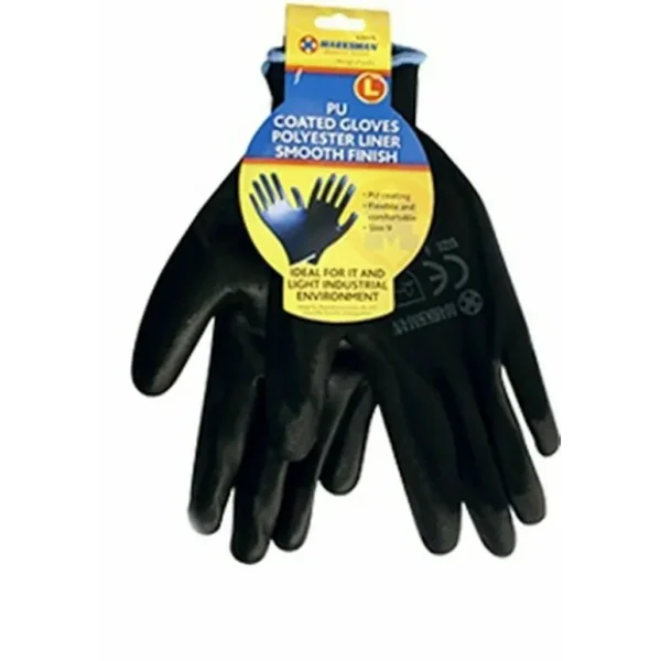 LARGE PU COATED GLOVES POLYESTER LINER SMOOTH FINISH