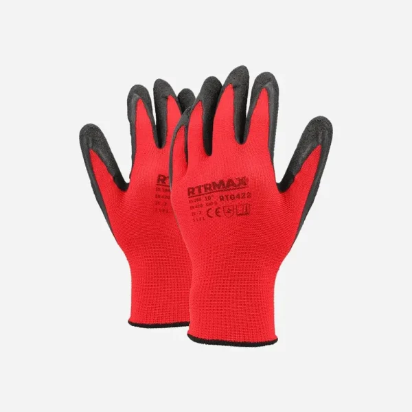 RTRMAX RED / BLACK LATEX COATED WORKING GLOVES 10 INCH