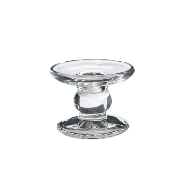 CLEAR GLASS DUO PILLAR & DINNER / ALTAR CANDLE HOLDER