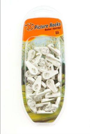 SHAW X MEDIUM HARD WALL PICTURE HOOKS PACK OF 30