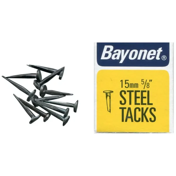 BAYONET STEEL BLUED TACKS 15MM 50G