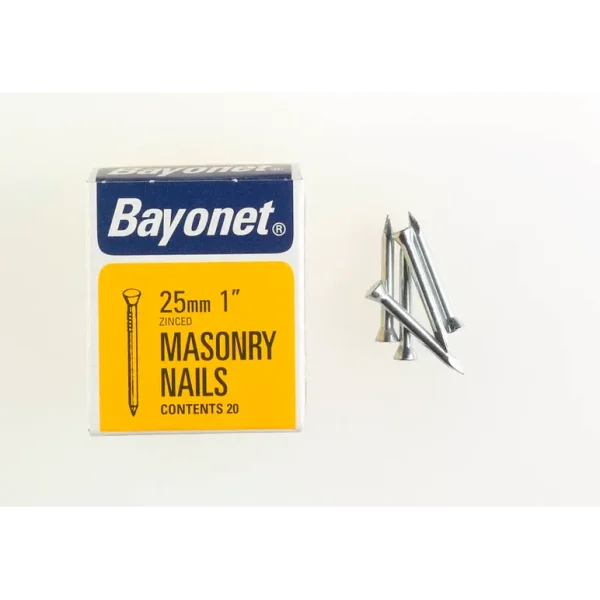 BAYONET ZINC PLATED MASONRY NAILS 25MM PACK OF 36