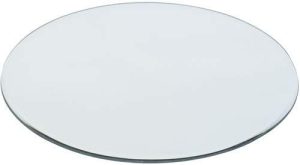 ROUND GLASS MIRROR CANDLE PLATE STAND 12CM