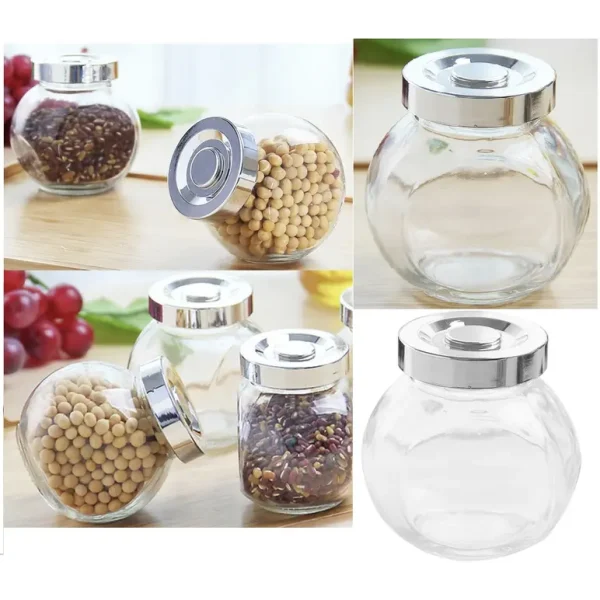 GLASS SPICE JAR WITH CHROME ABS LID