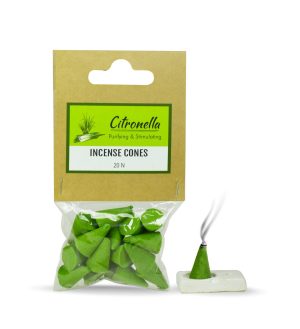 CITRONELLA INCENSE CONES PACK OF 20 WITH HOLDER