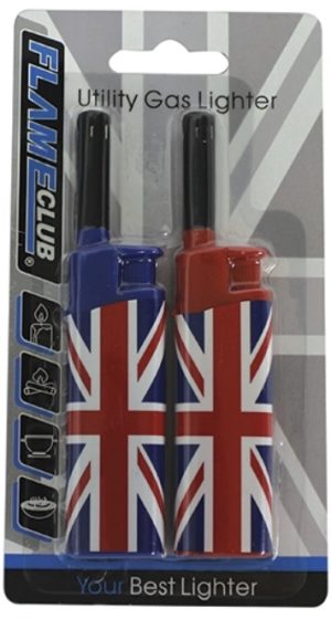 FLAMCLUB UNION JACK UTILITY GAS LIGHTER PACK OF 2