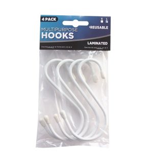 PLASTIC COATED S SHAPE HOOK PACK OF 4