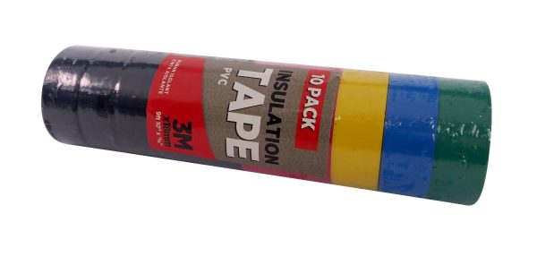 MULTICOLOUR PVC ELECTRICAL INSULATION TAPE 3M X 18MM PACK OF 10