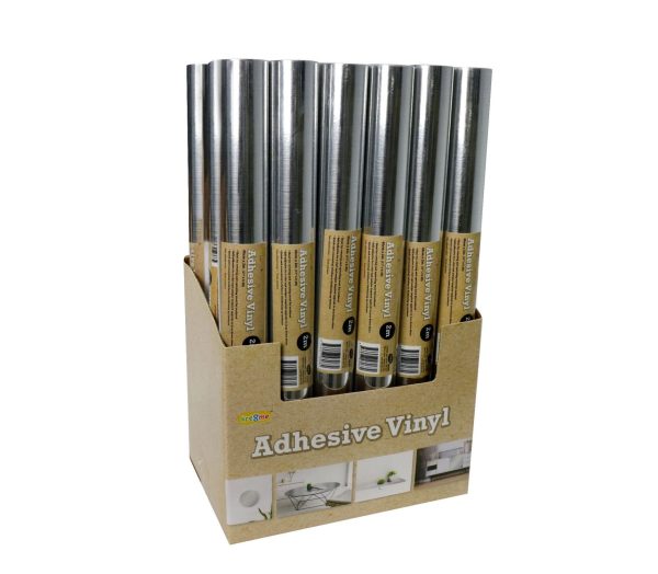 SILVER ADHESIVE VINYL FILM 45CM X 2M